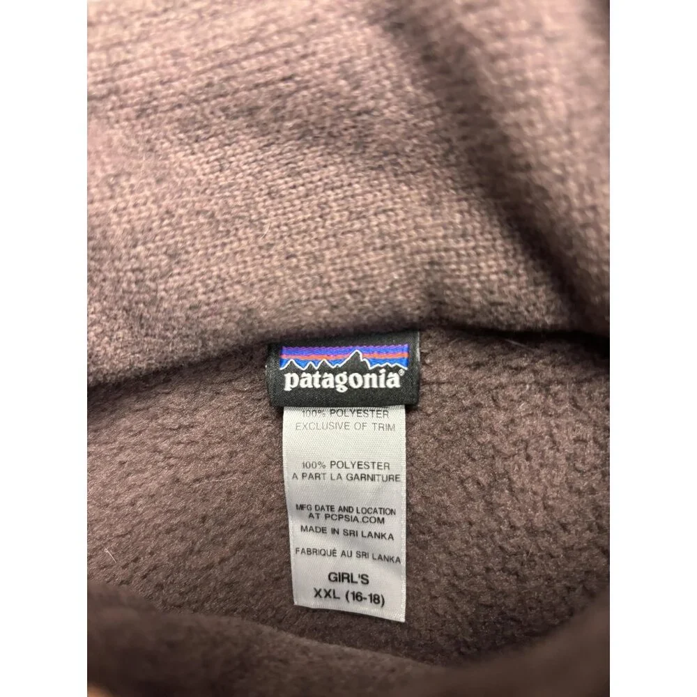 Patagonia‎ Better Sweater Coat Girls XXL 16-18 Brown Fleece Lined Button Front